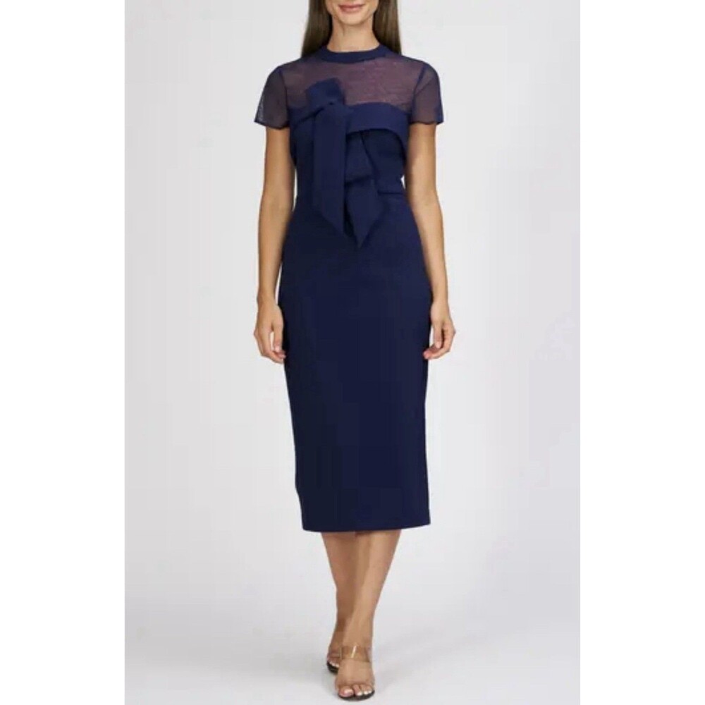 JS Collections Navy Midi Dress
